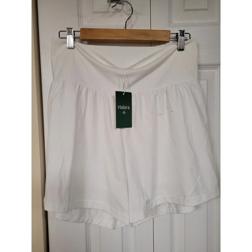 Halara Softlyzero Airy 2-in-1 Shorts White High Waisted Athletic XL Long NWT - Picture 1 of 7